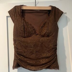 Abercrombie Zoe Brown Lace Bra Free Top - Size M - NWOT